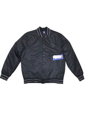 NFL Mens Black Bomber Jacket By Ultra Game Medium Snap Closure Retail $135 New W